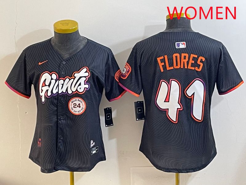 Women San Francisco Giants #41 Flores Black Joint Name 2025 Nike MLB Jersey style 11